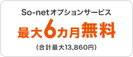 So-netオプションサービス最大6カ月無料（合計最大13,860円）