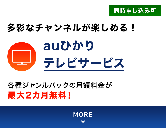 多彩なチャンネルが楽しめる！auひかり テレビサービス 各種ジャンルパックの月額料金が最大2カ月無料！同時申し込み可