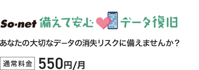 So-net 備えて安心 データ復旧 - あなたの大切なデータの消失リスクに備えませんか？通常料金550円／月