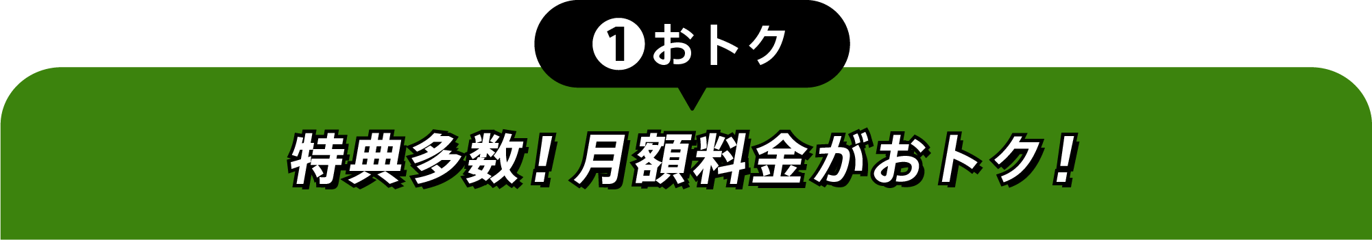 ①おトク 特典多数！月額料金がおトク！