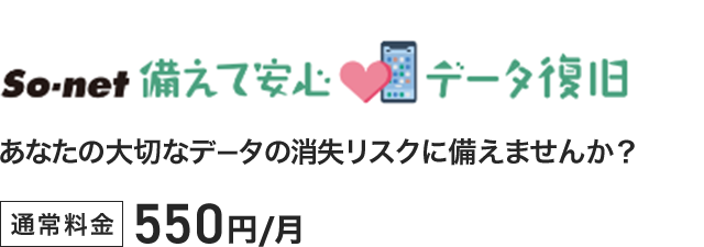 So-net 備えて安心 データ復旧 - あなたの大切なデータの消失リスクに備えませんか？通常料金550円／月