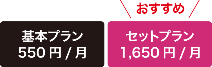 基本プラン550円/月 おすすめはセットプラン1,650円/月