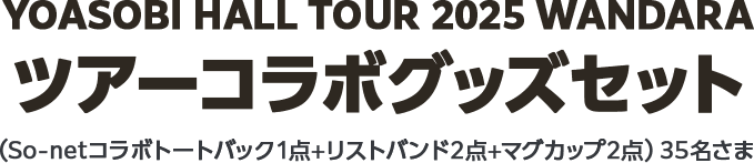 YOASOBI HALL TOUR 2025 WANDARA　ツアーコラボグッズセット(So-netオリジナルバッグ+リストバンド2個+マグカップ2個 )35名さま