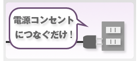 電源コンセントにつなぐだけ！